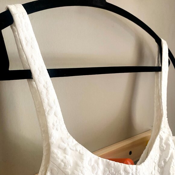 Revolve NWOT Amanda Uprichard White Satin Jacquard Mabel Fit + Flare Dress - Picture 5 of 11